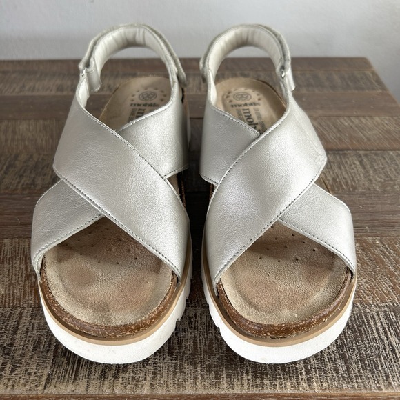 Mobils Shoes - Mephisto Mobils Tally Sandals 41 EU 11 US Resort Leather Cork Metallic Sand